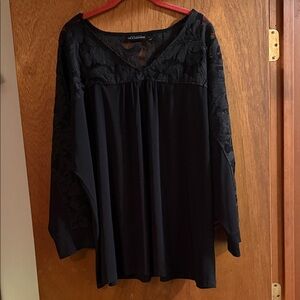 Catherines Black Floral Lace Blouse